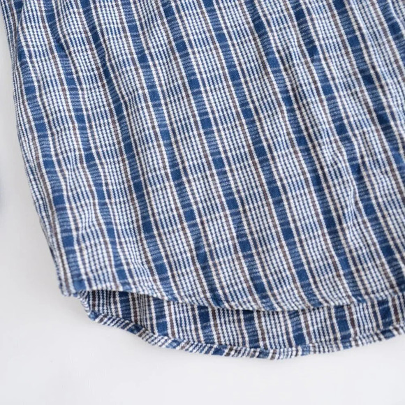 Vintage Cherokee Blue White Brown Checker Thick 100% Cotton Button Up Shirt - Picture 8 of 13